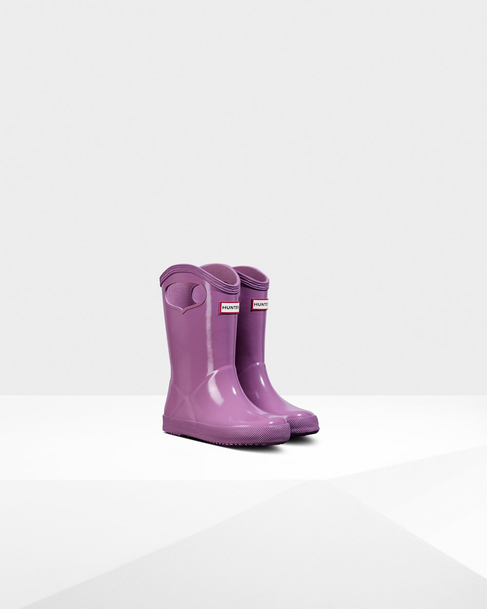 Kids Rain Boots - Hunter Original First Classic Grab Handle Gloss (73UWFLNHG) - Purple